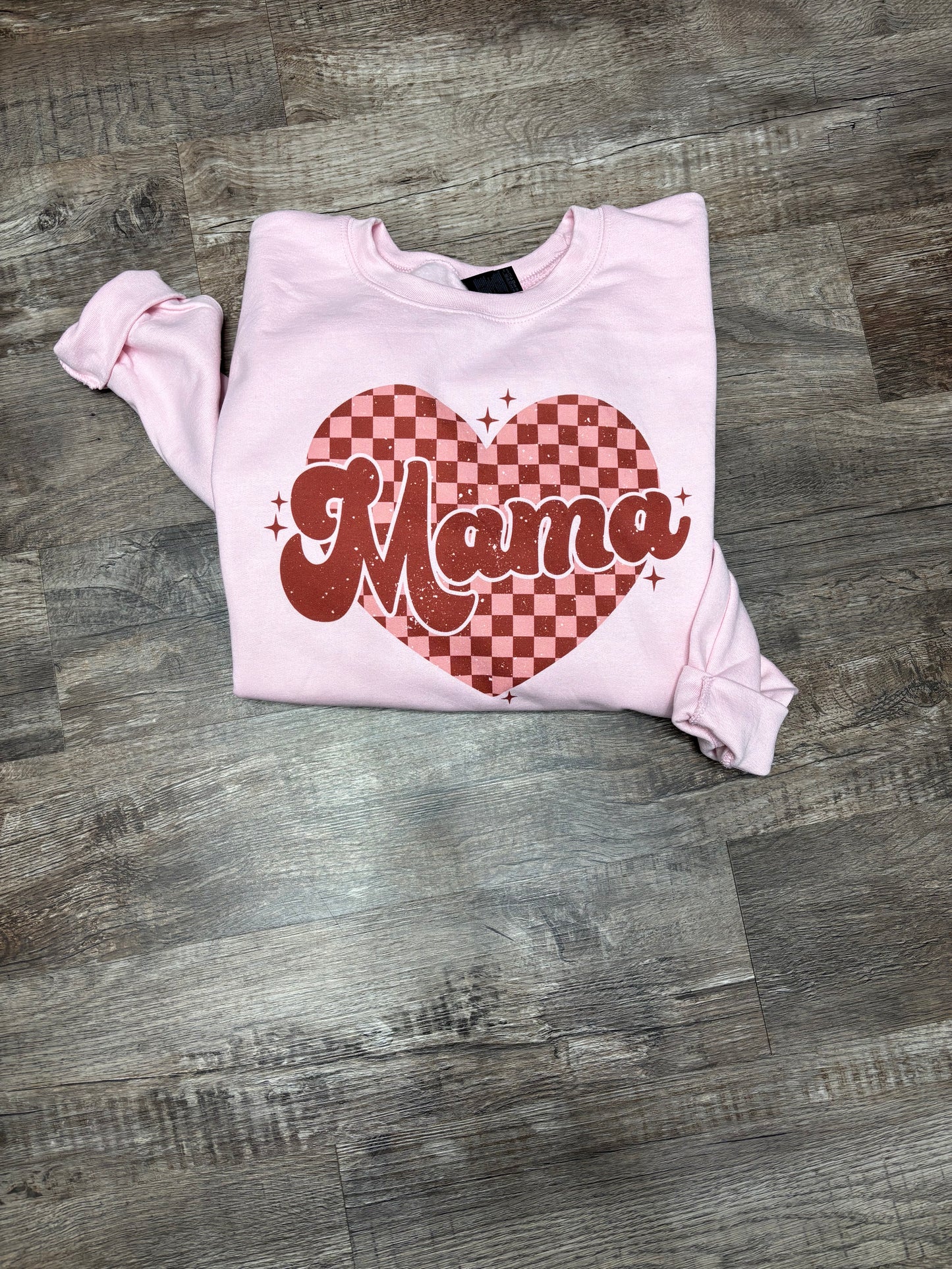 Mama Valentine Checkered Heart Sweatshirt