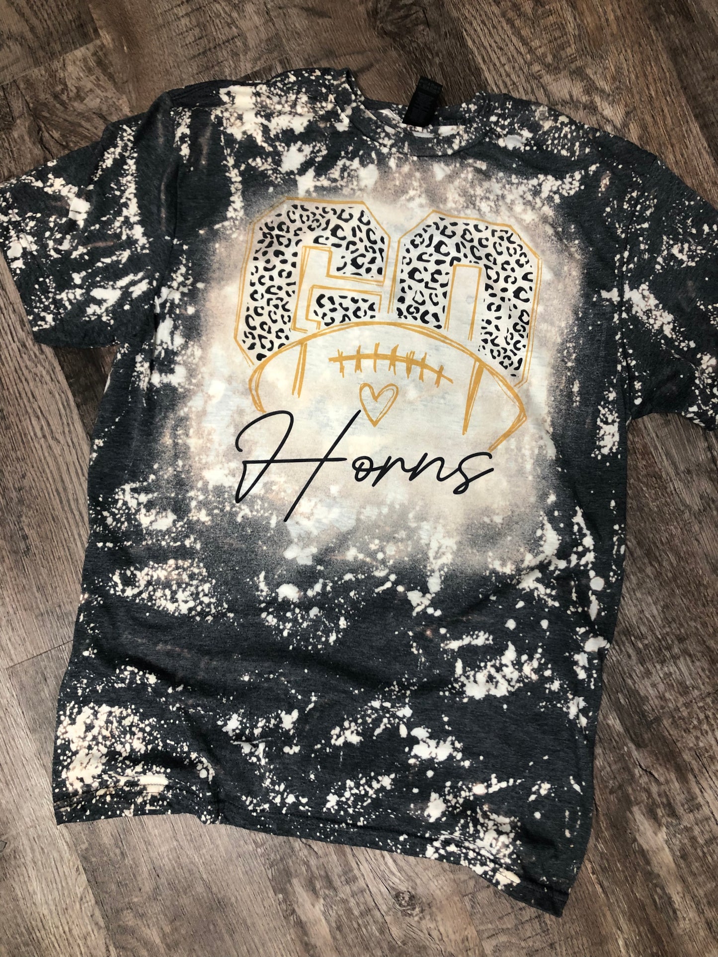 Football mom shirt bleached with custom team name and you can add your players number to the football
