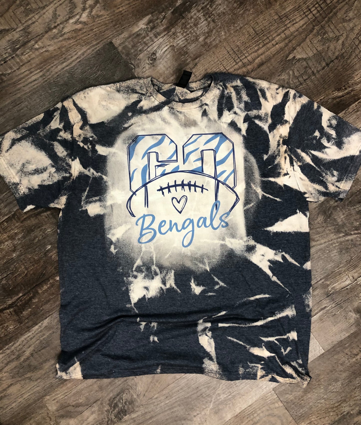 Football Custom Go Leopard School Spirit Wear Shirt Bleached