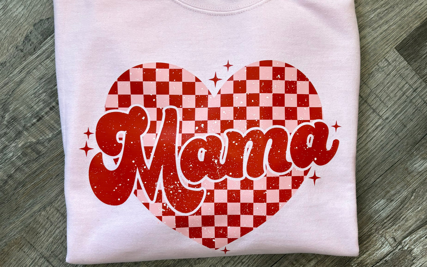 Mama Valentine Checkered Heart Sweatshirt