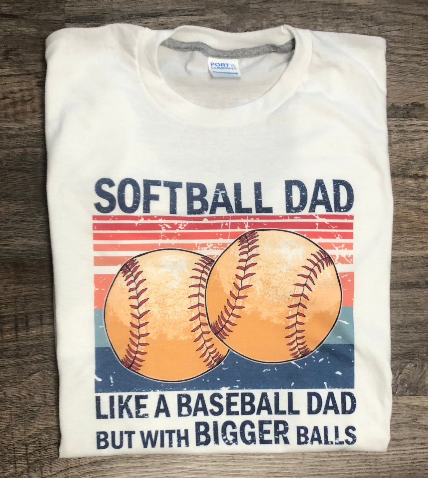 softball dad vintage graphic design. Like a baseball dad but with bigger balls