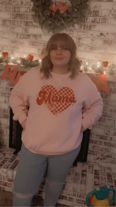 Mama Valentine Checkered Heart Sweatshirt
