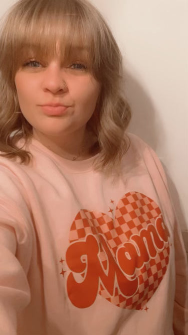 Mama Valentine Checkered Heart Sweatshirt