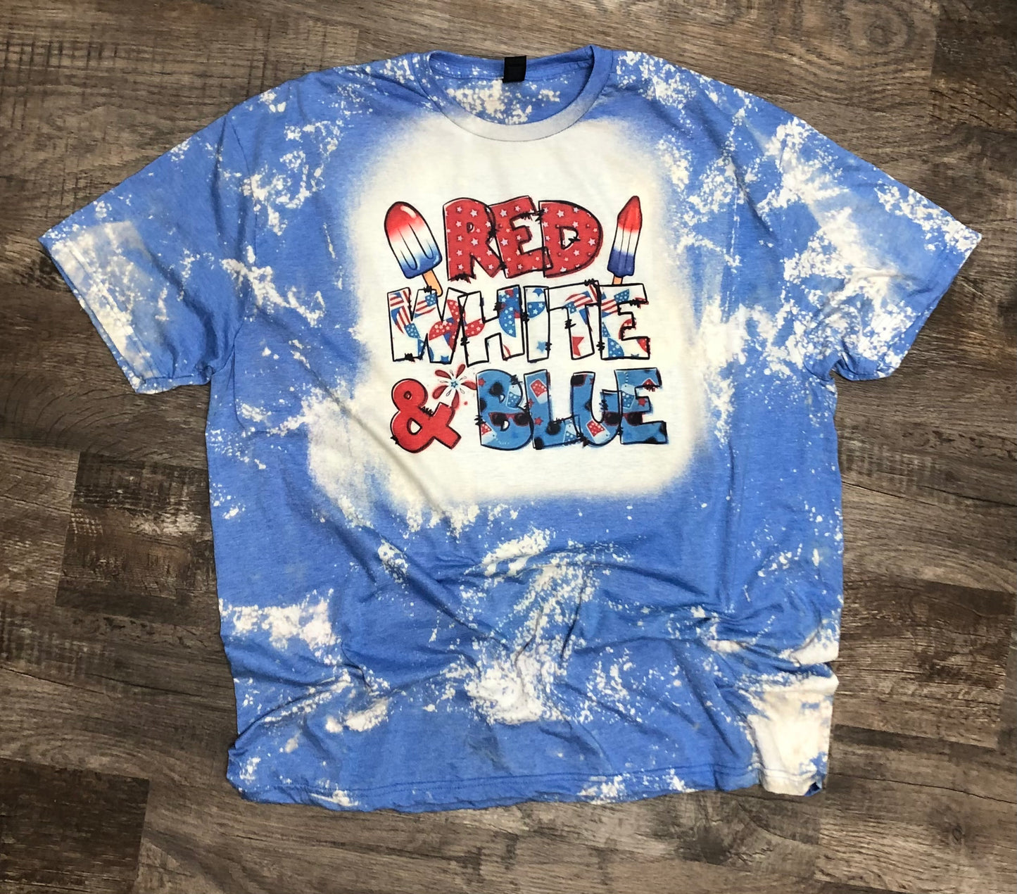 Red White and Blue Popsicle Bleached 4th of July Shirt - Liv's Boutique