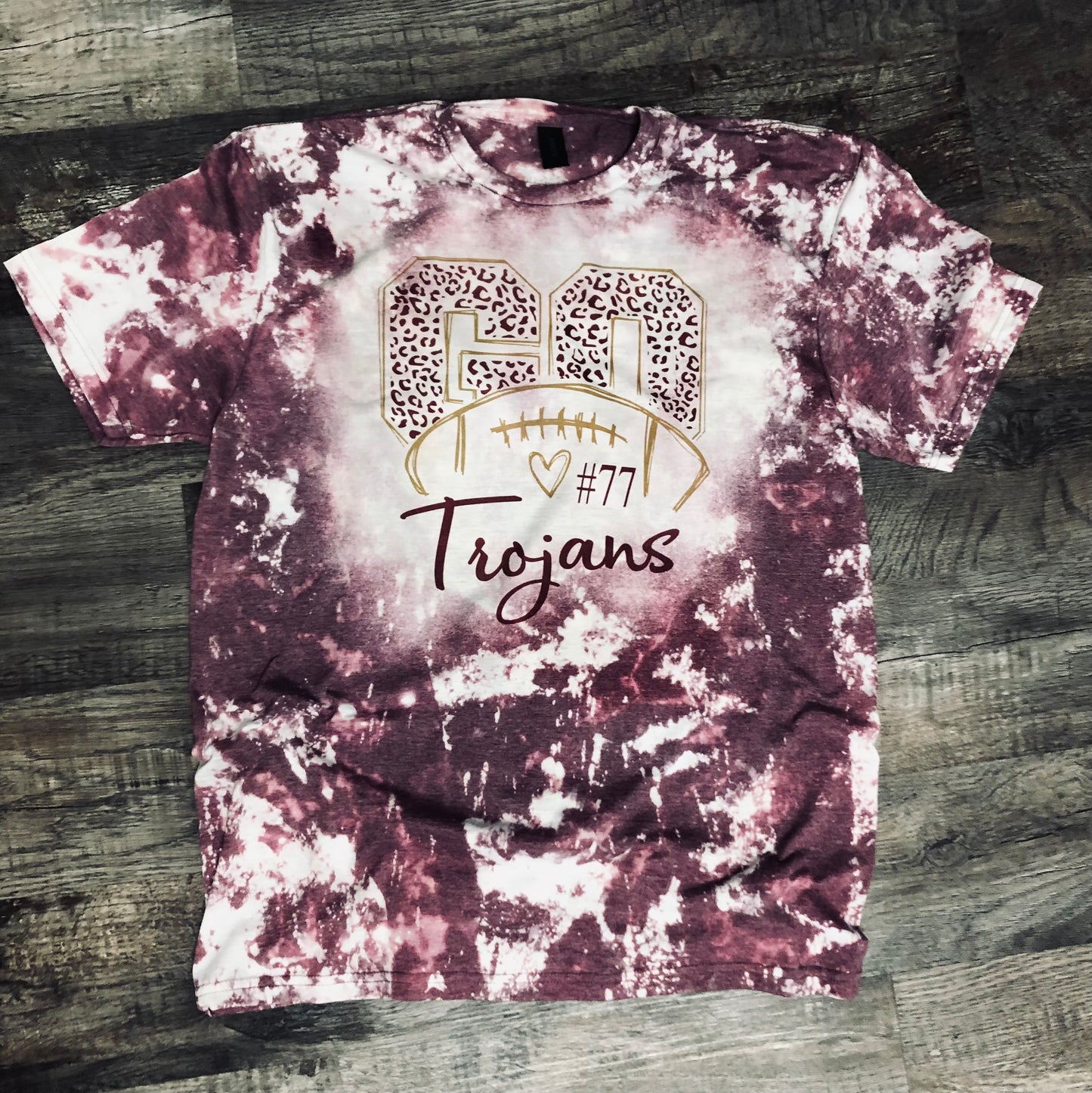 Football Mom Shirt Bleached ~ Go Team Name