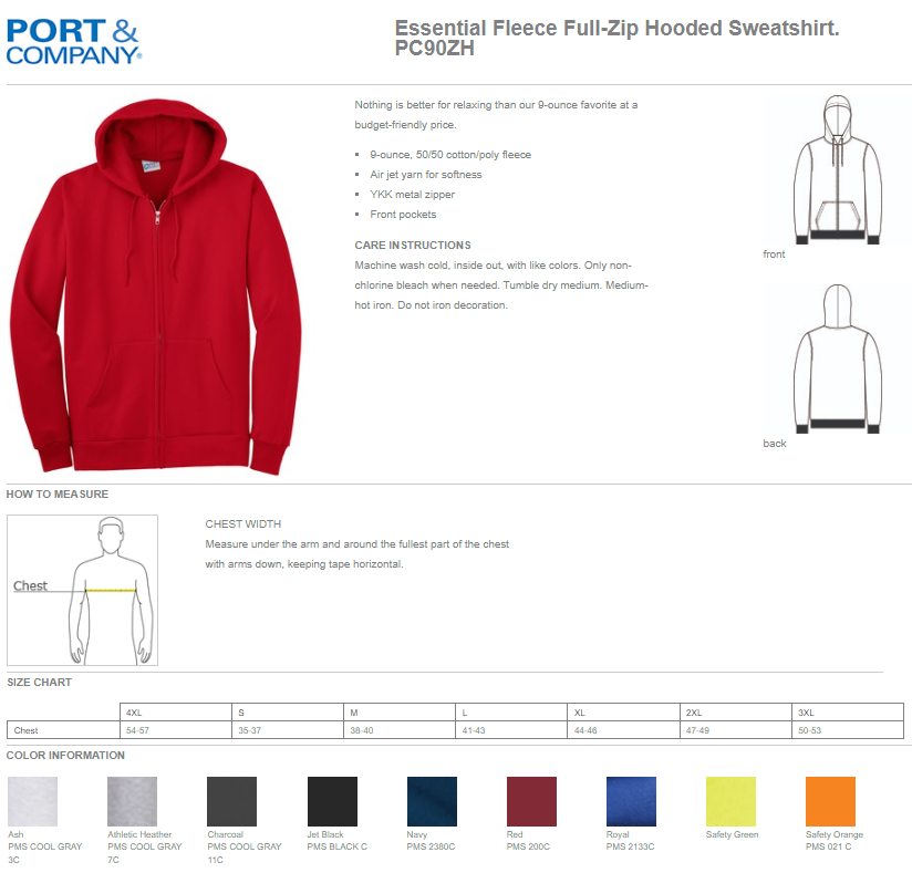 RDK Transport LLC Fleece Full Zip Hooded Sweatshirt