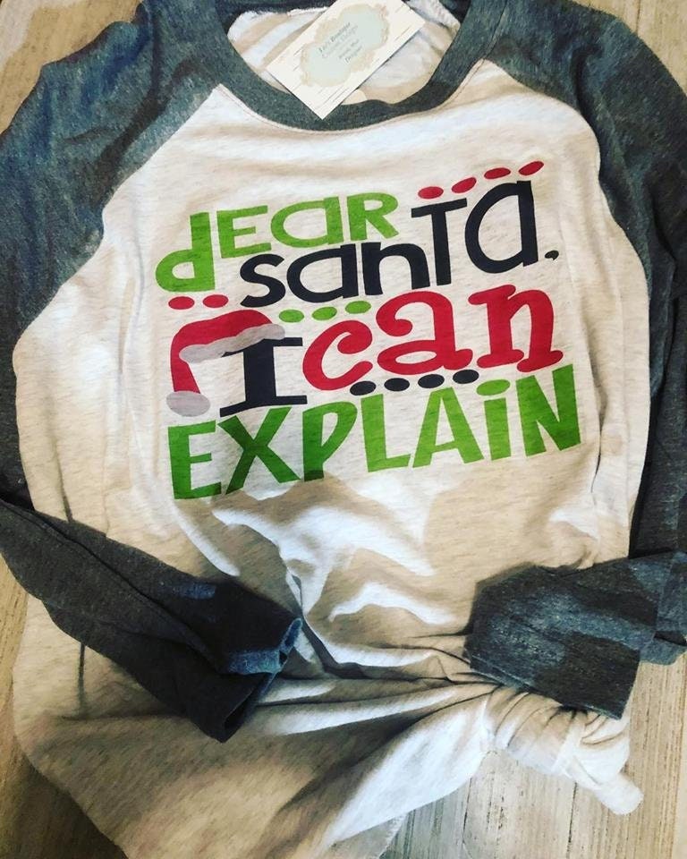 Dear Santa, I can Explain 3/4 Sleeve Unisex Raglan