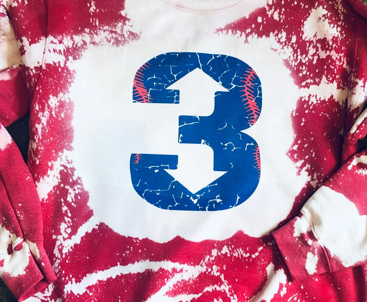 Baseball 3 up 3 down Bleached Sweatshirt