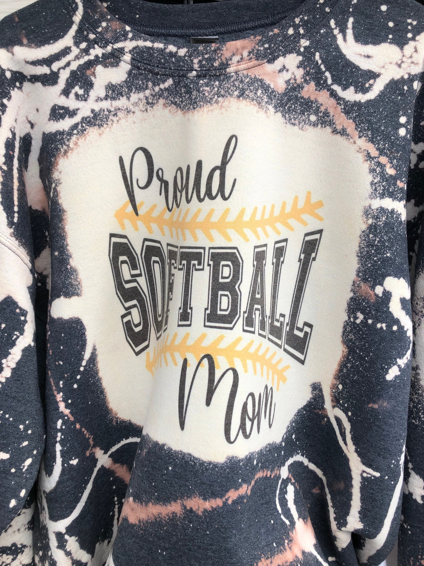 Softball Mom Bleached Crewneck Sweatshirt ~ Proud Softball Mom - Liv's Boutique