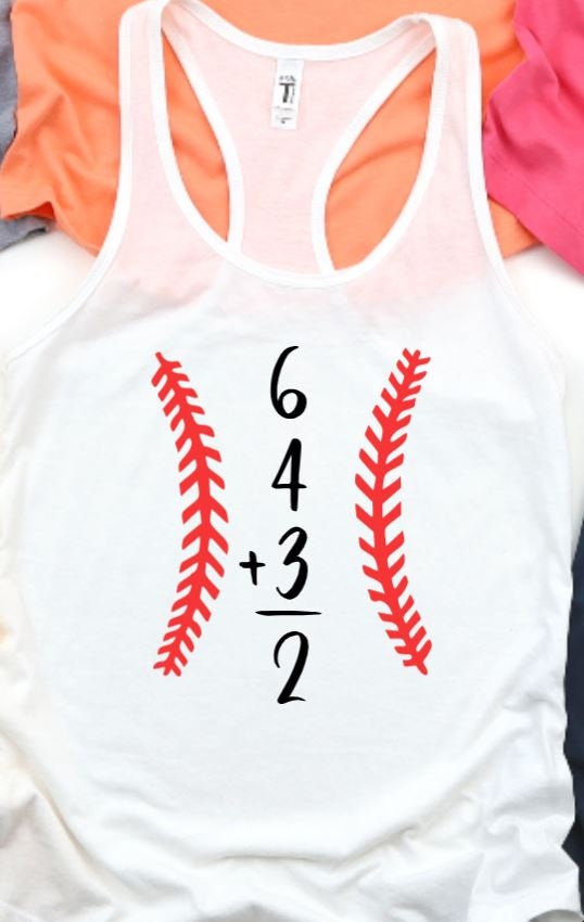 Personalized Baseball Double Play 6 4 3 2 on Tank, Personalized Turn Two Glitter Baseball Tank with Name, Custom Glitter Softball Name