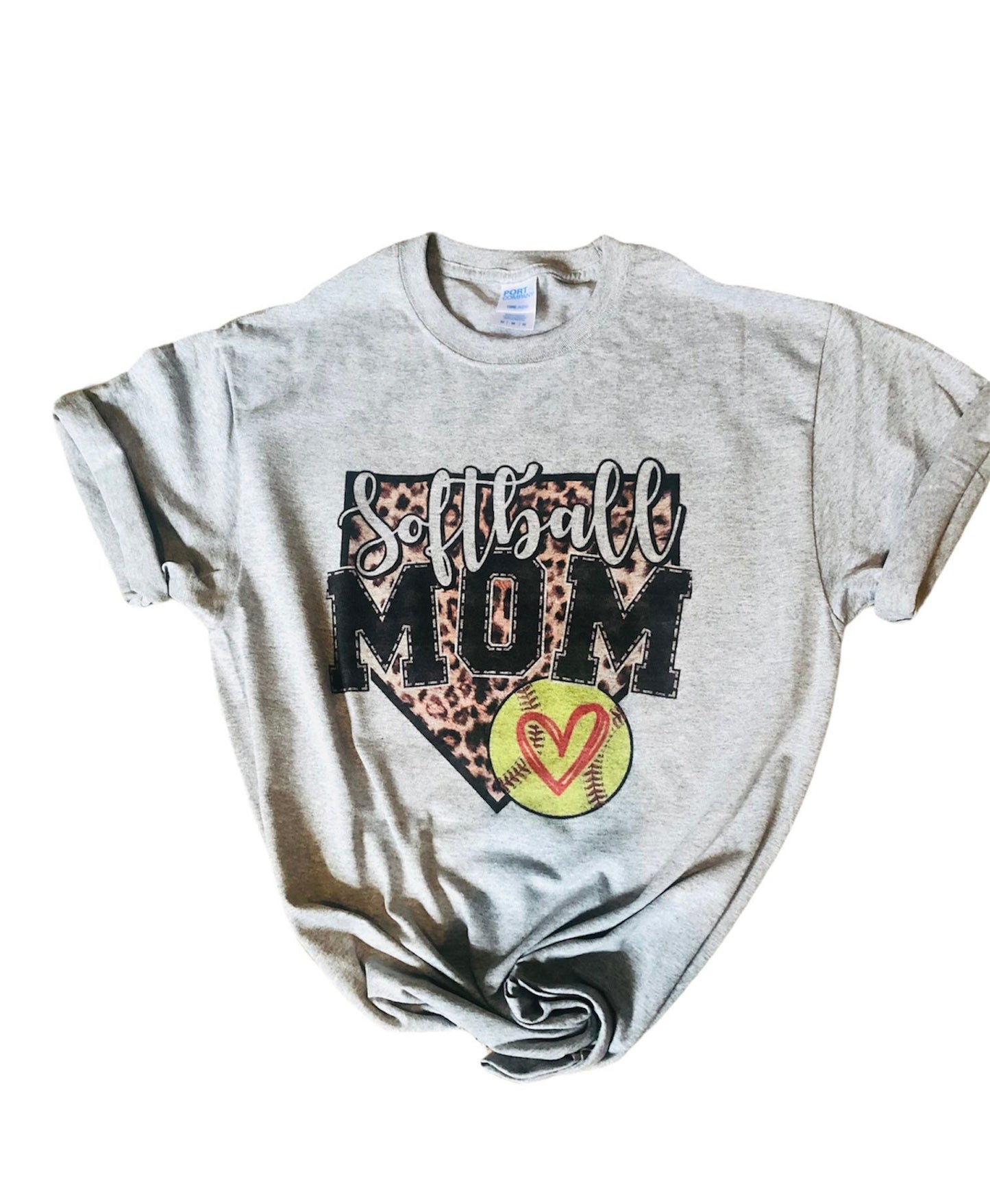 Softball Mom Shirt Bleached, Leopard Home Plate Softball Mom Shirt