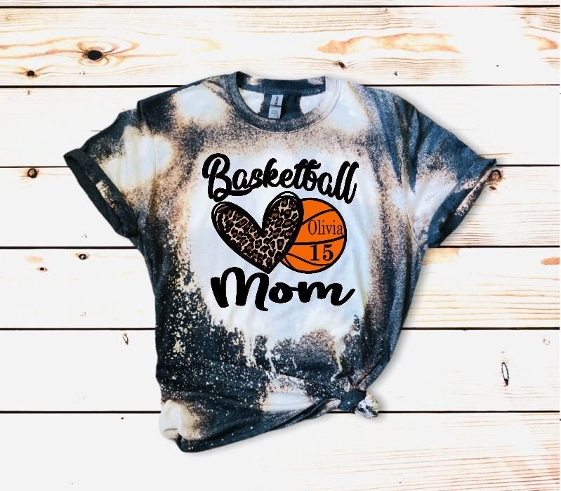Basketball Mom Bleached Shirt (Custom Name and Number) - Liv's Boutique