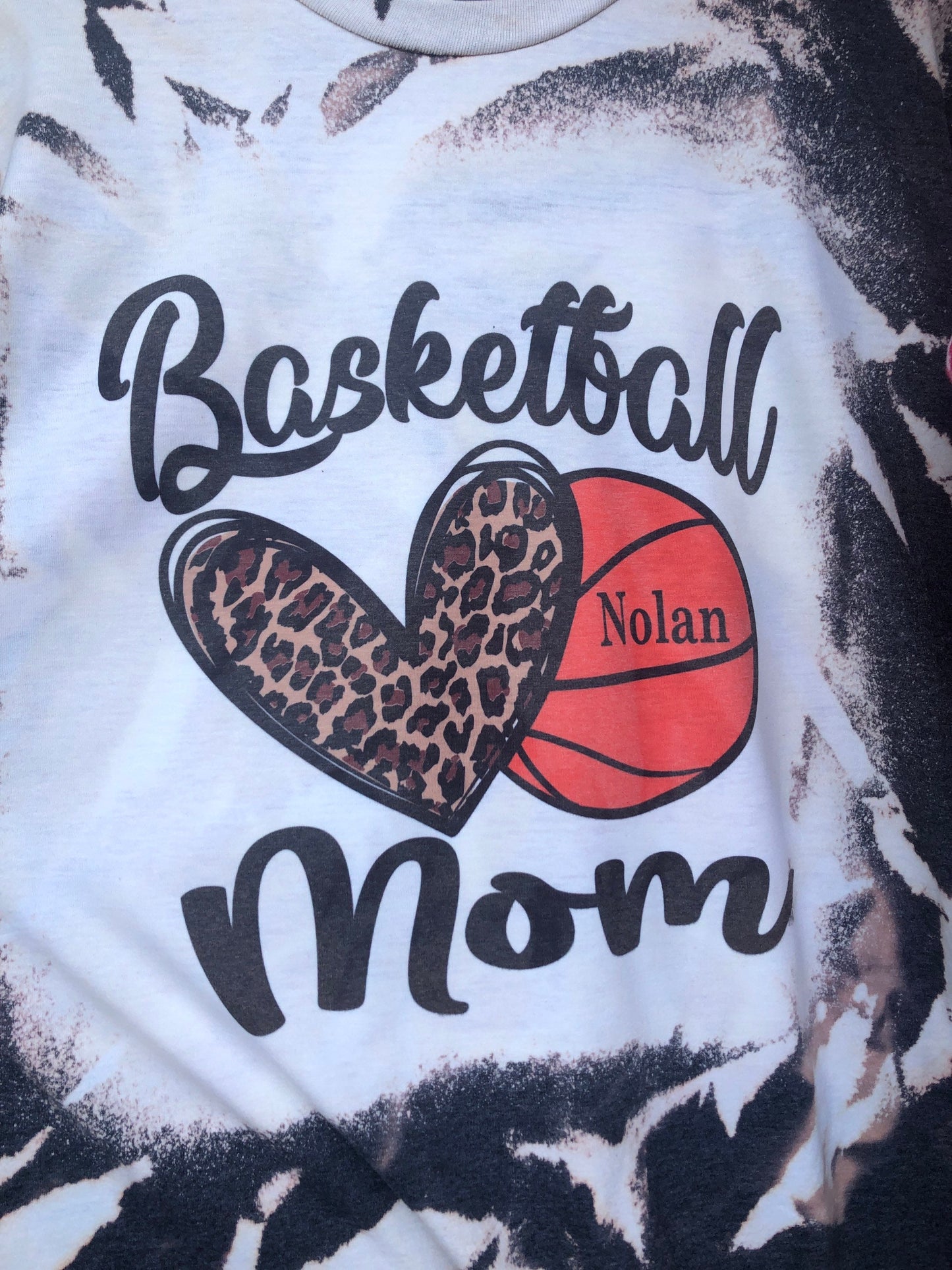 Basketball Mom Bleached Shirt (Custom Name and Number) - Liv's Boutique