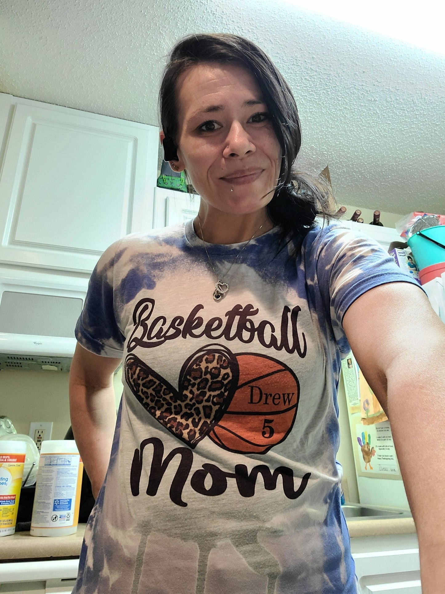 Basketball Mom Bleached Shirt (Custom Name and Number) - Liv's Boutique