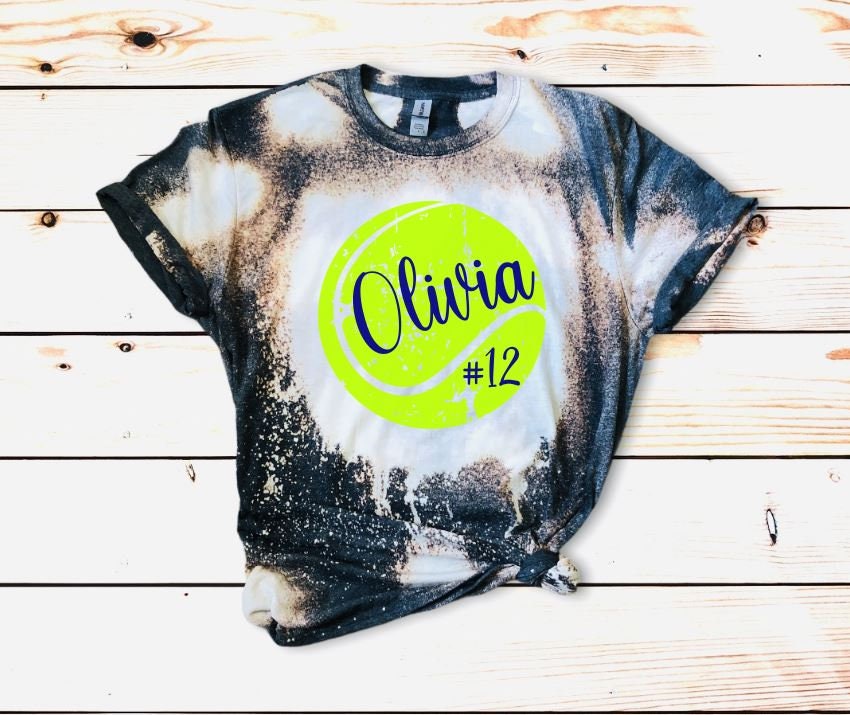 Tennis Shirt Bleached Customized with Player Name and Number - Liv's Boutique