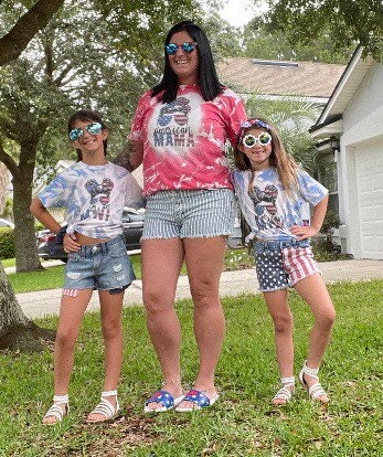 July 4th bleached Shirts for Women, American Mama Messy Bun - Liv's Boutique
