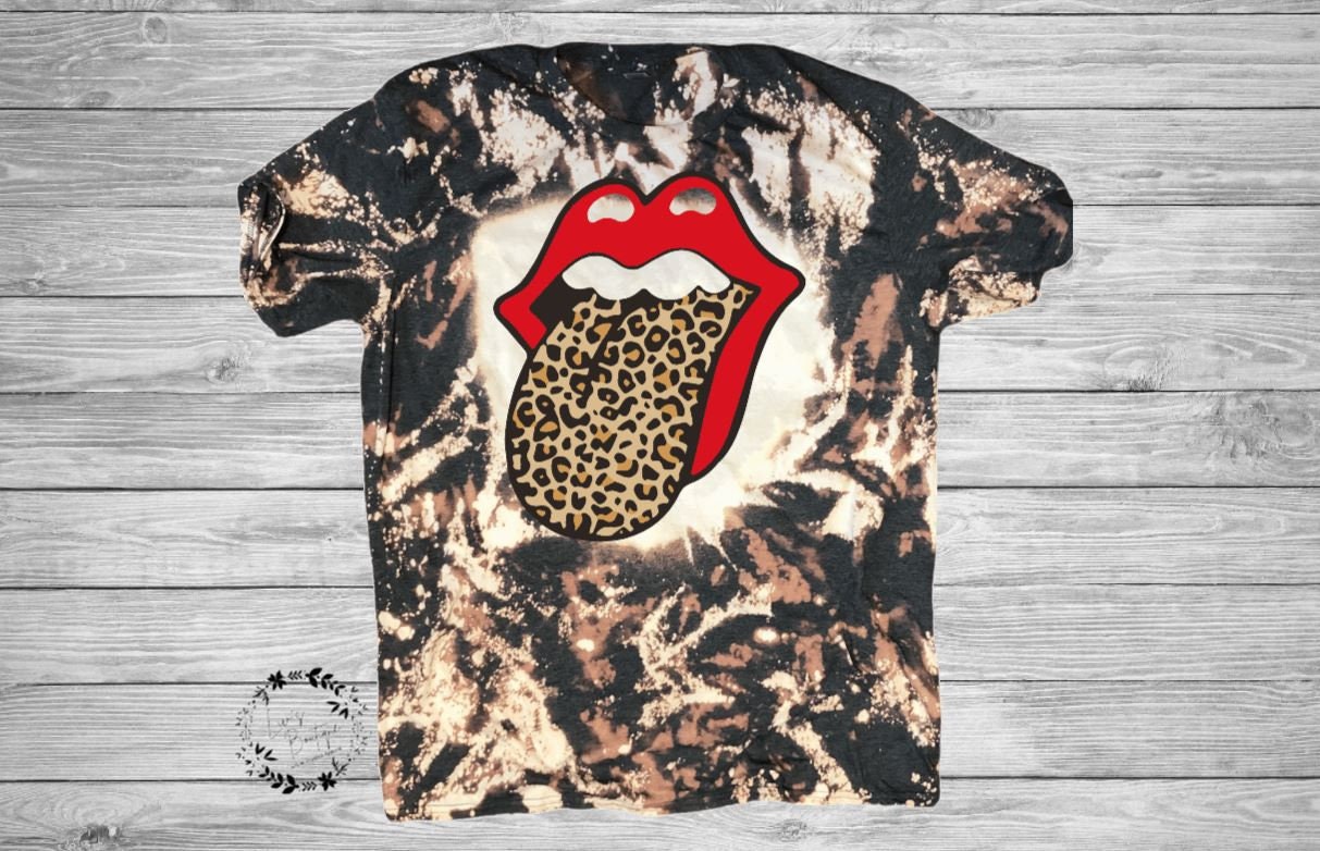 Leopard Tongue Shirt, Cheetah Tongue Out, Bleached Leopard Tee, Lips Shirt, Bleached Tees