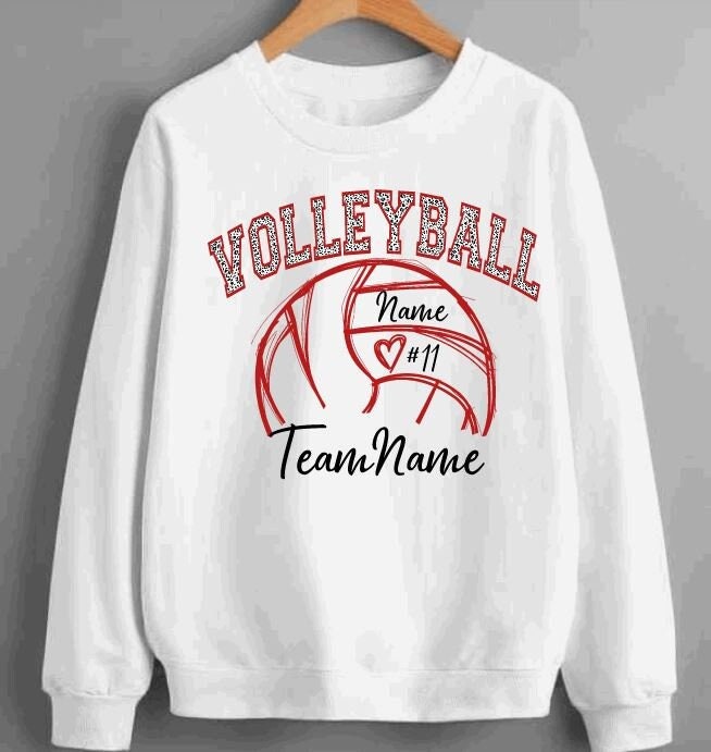 Personalized Volleyball Shirt, High School Spirit Sweatshirts, Leopard Volleyball Shirt, Custom Volleyball Sweatshirt, Volleyball Mascot - Liv's Boutique