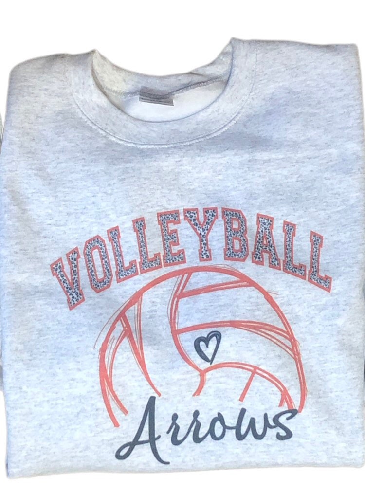 Personalized Volleyball Shirt, High School Spirit Sweatshirts, Leopard Volleyball Shirt, Custom Volleyball Sweatshirt, Volleyball Mascot - Liv's Boutique