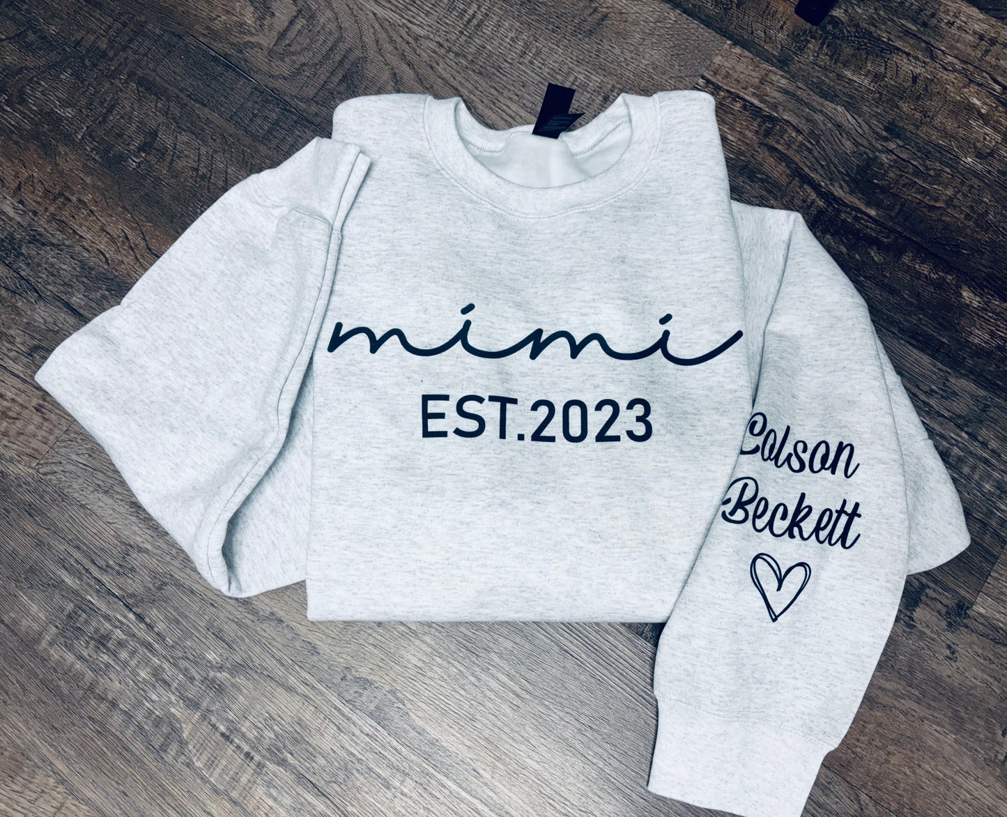 Mama Established Sweatshirt with Kid Names on Sleeves - Personalized