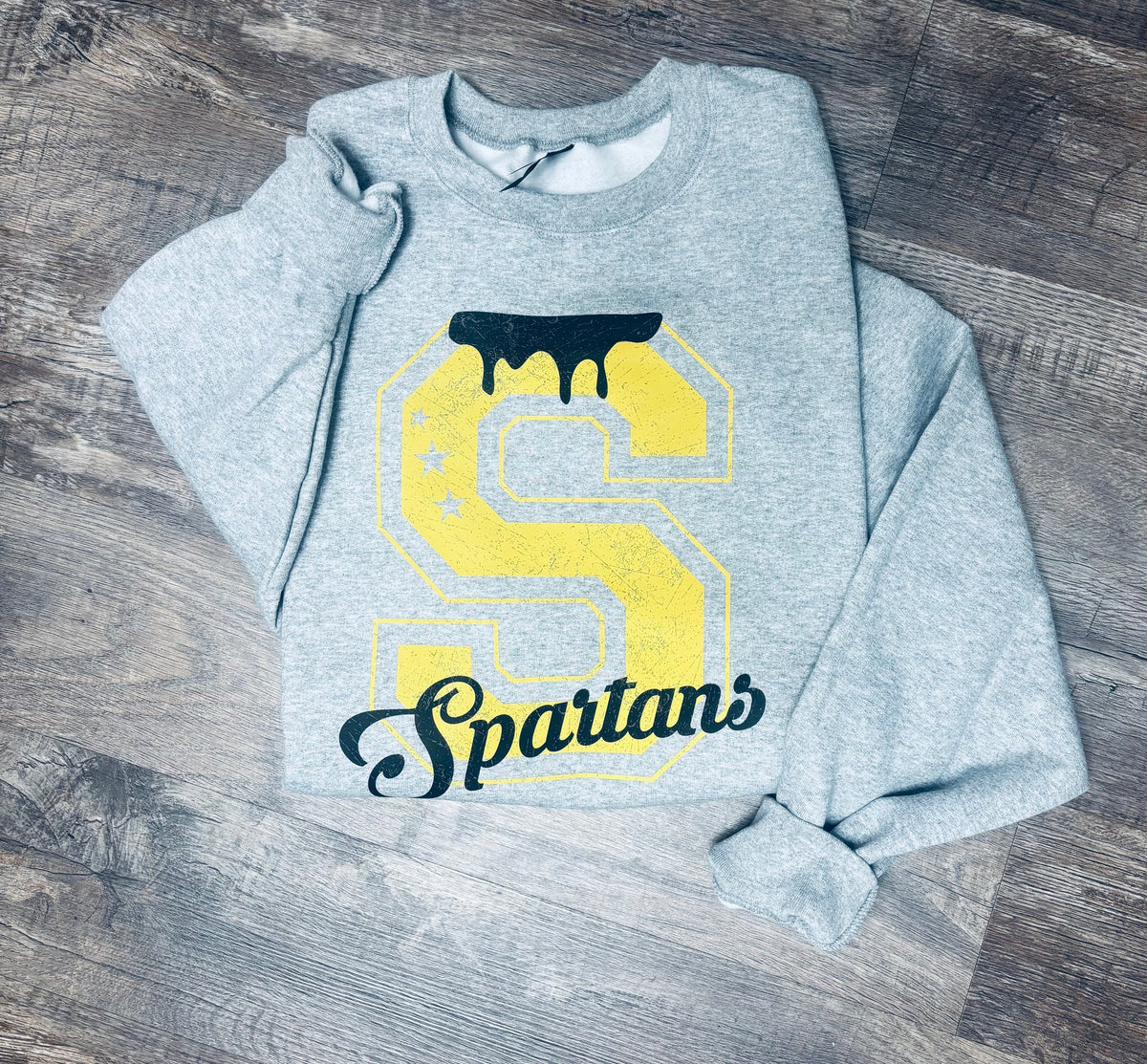 Custom Mascot Shirt | Drip Letter, Stars Cutout & Distressed Design