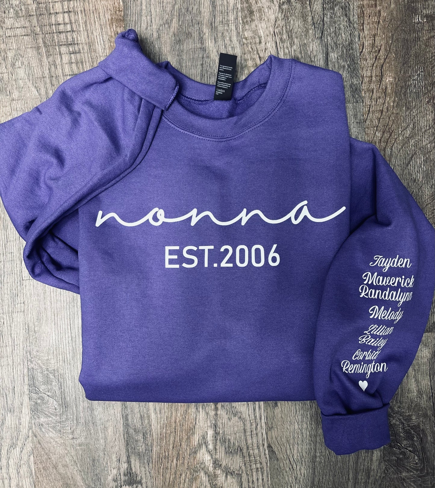 Mama Established Sweatshirt with Kid Names on Sleeves - Personalized