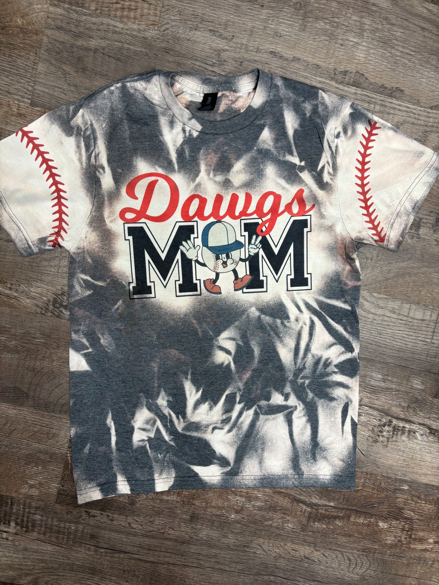 Custom Retro Baseball Mom Shirt with Cute Baseball Player and Laced Sleeves