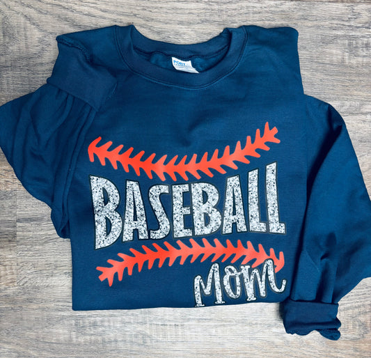 Baseball Mom Glitter Crewneck Sweatshirt