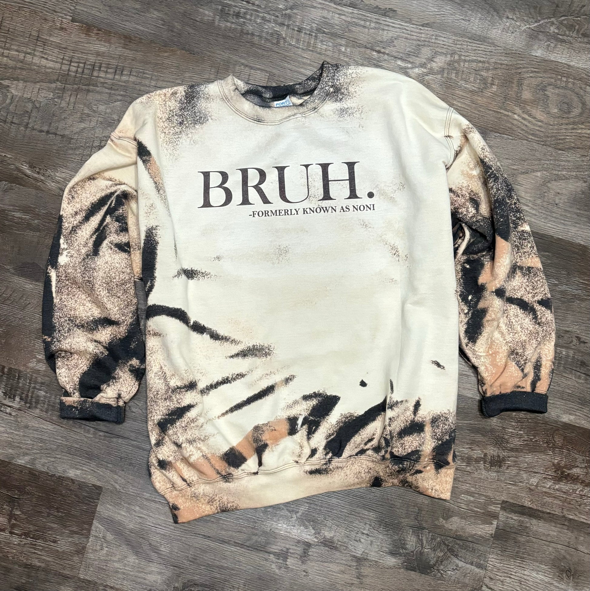Bruh formerly known as noni custom name bleached sweatshirt