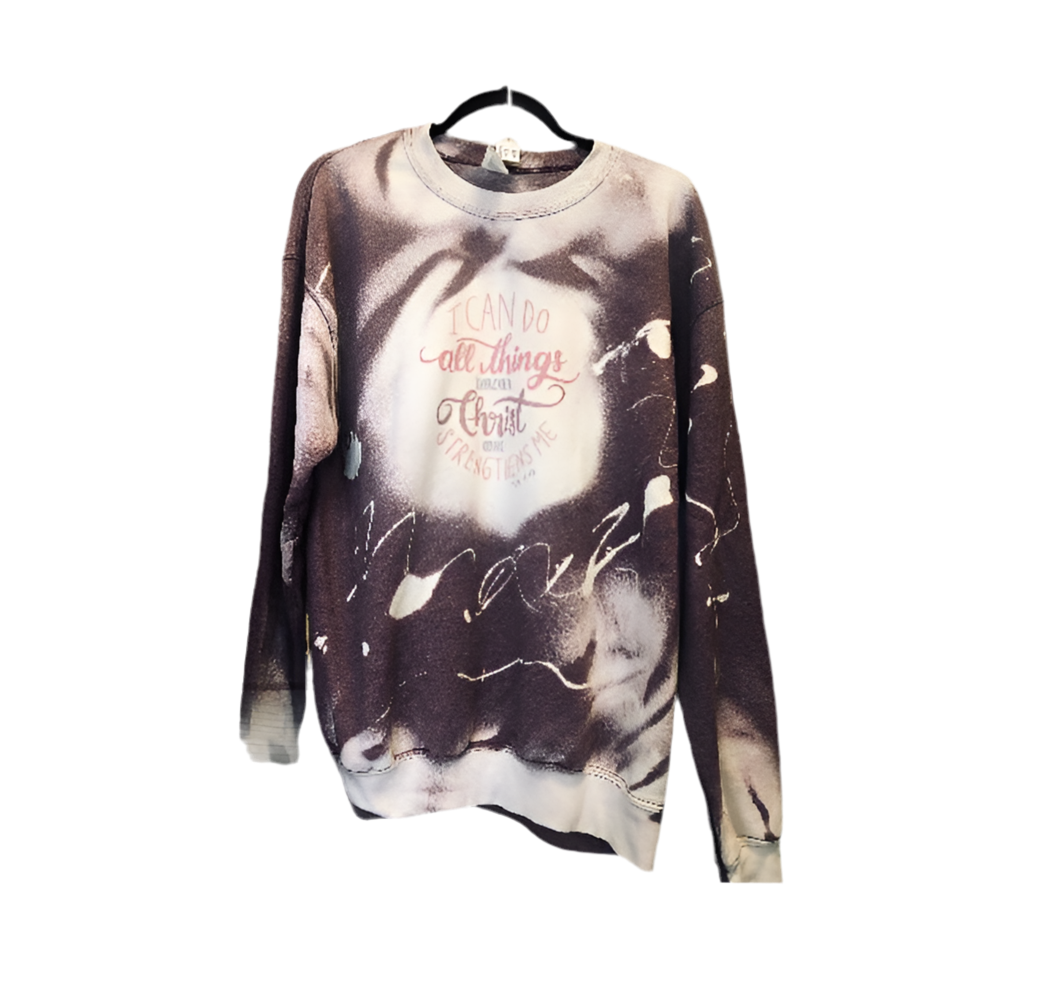 I Can Do All Things Through Christ bleached Crewneck Sweatshirt