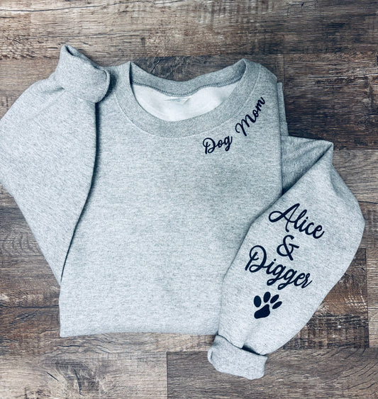 Dog Mom Neckline With Names on Sleeve