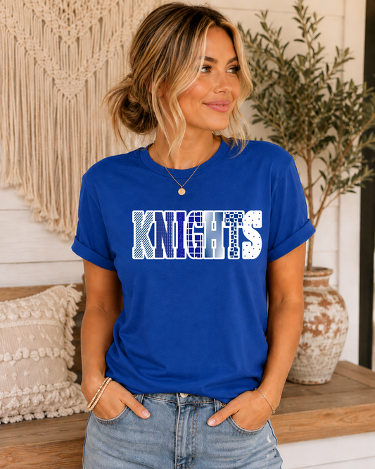 Knights mascot variety font print tee
