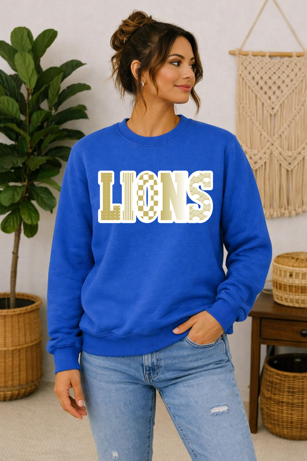 Lions gold and white variety font spirit wear
