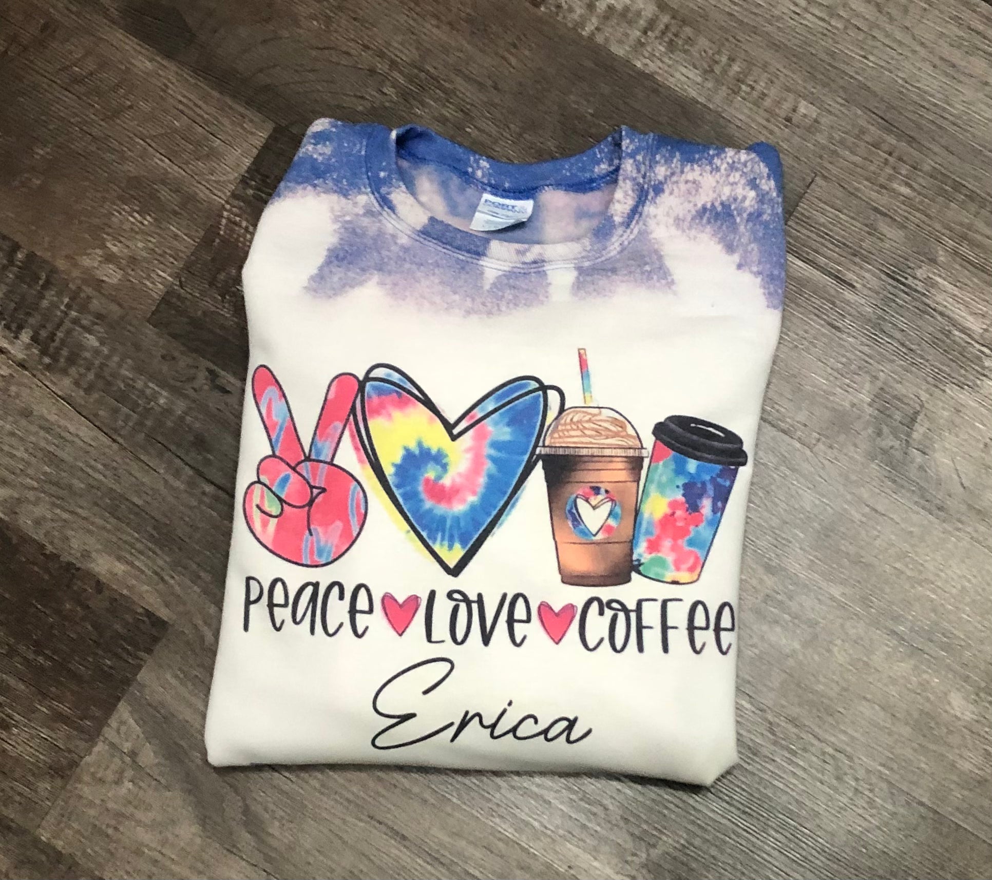 Peace love coffee tie dye