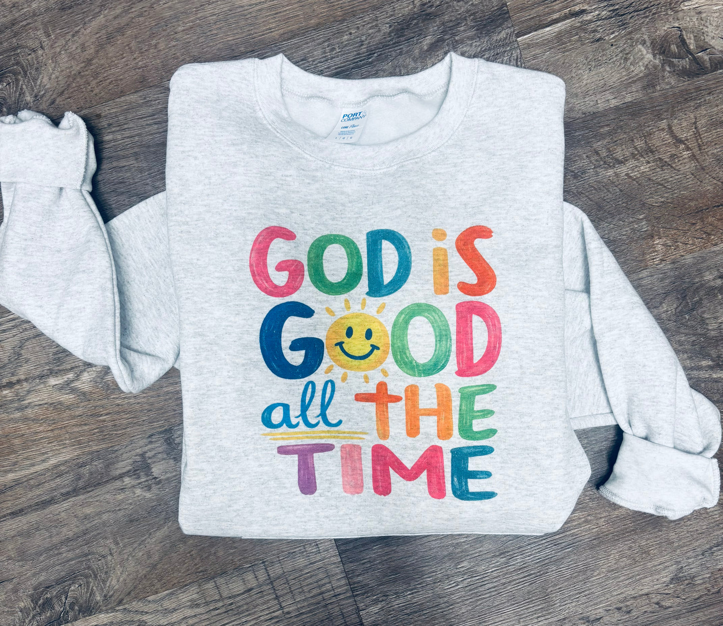 God Is Good All the Time Pocket Crewneck Sweatshirt – Unisex – Christian Faith Apparel - Liv's Boutique