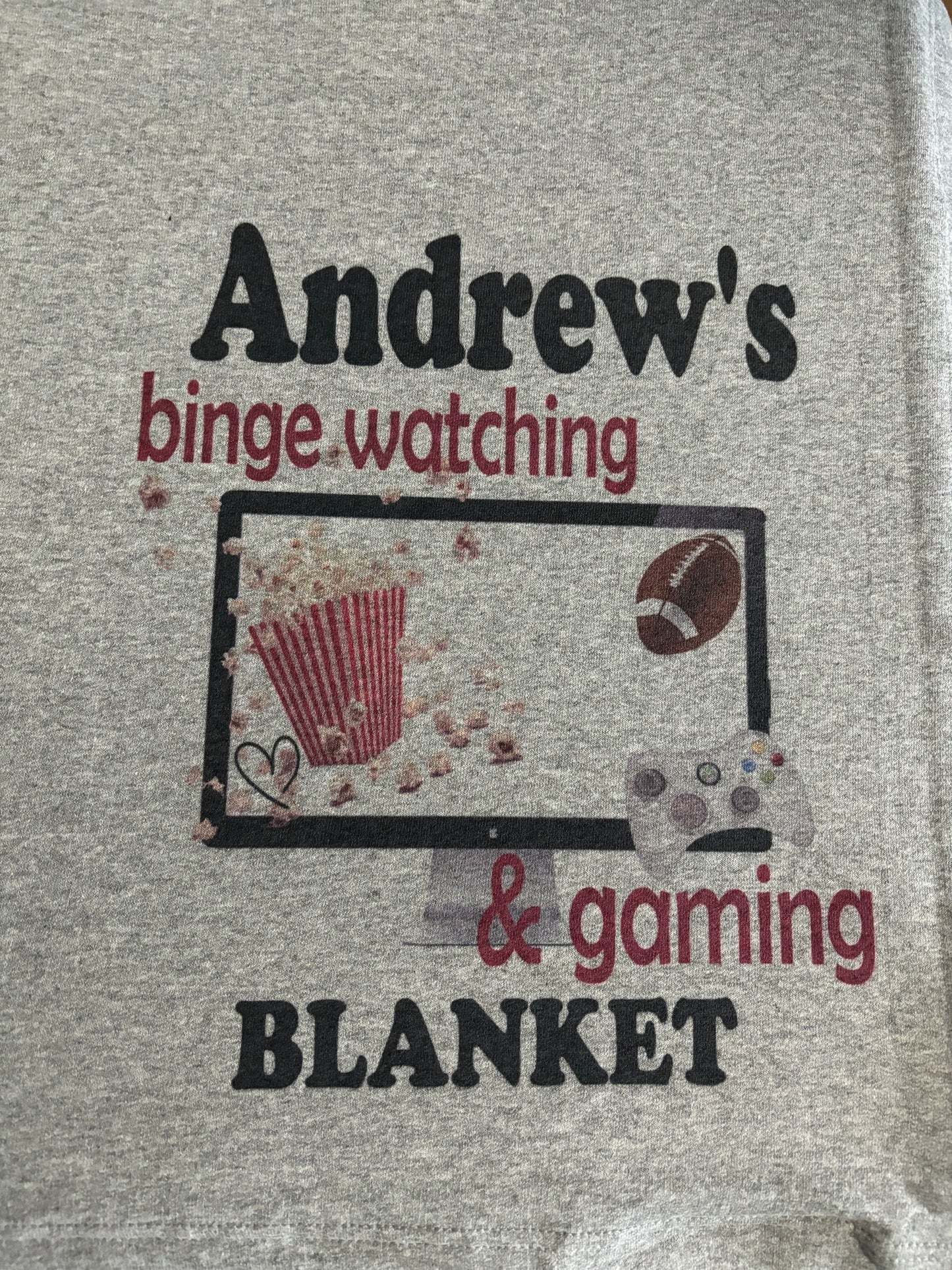 Binge Watching Movie Blanket Personalized Gift