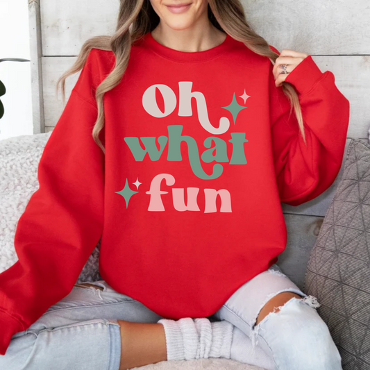 Oh what fun retro graphic Christmas Sweatshirt