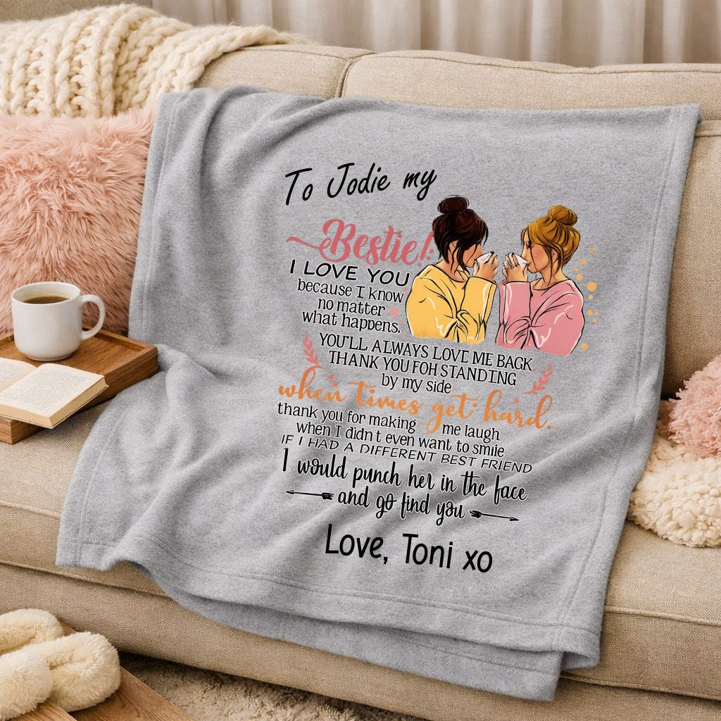 Personalized bestie blanket.  Custom names