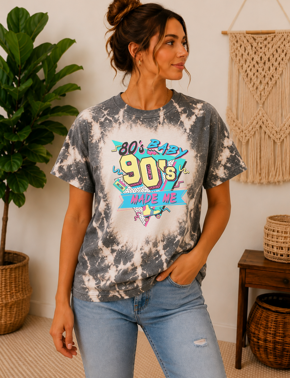 80s baby 90s made me bleached tee