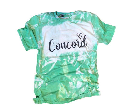 School Name with heart Bleached Tee ~ Customized