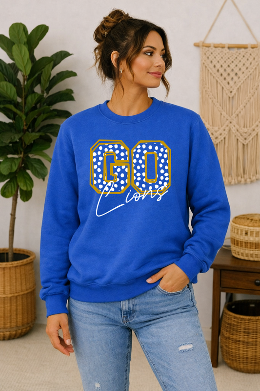 Go in polka dots Lions - custom school spirit wear sweatshirts