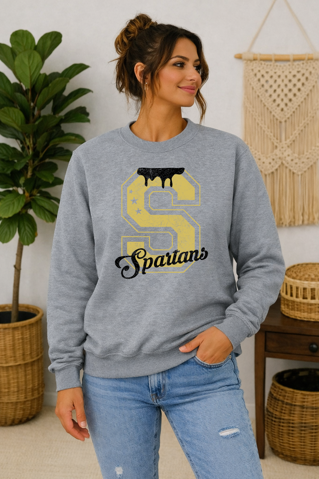 Custom Mascot Shirt | Drip Letter, Stars Cutout & Distressed Design - Liv's Boutique