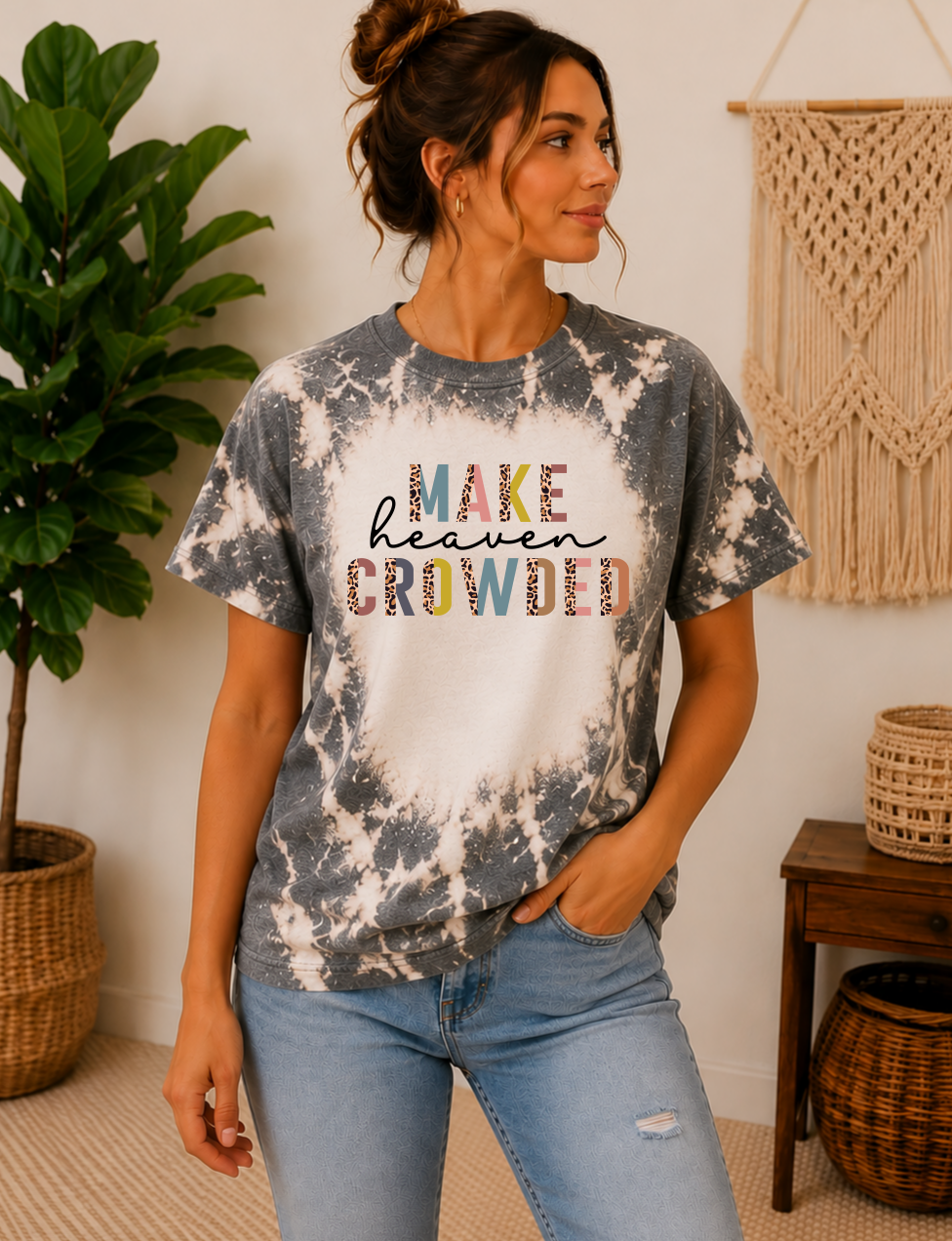 Make heaven crowded dark grey bleached t-shirt