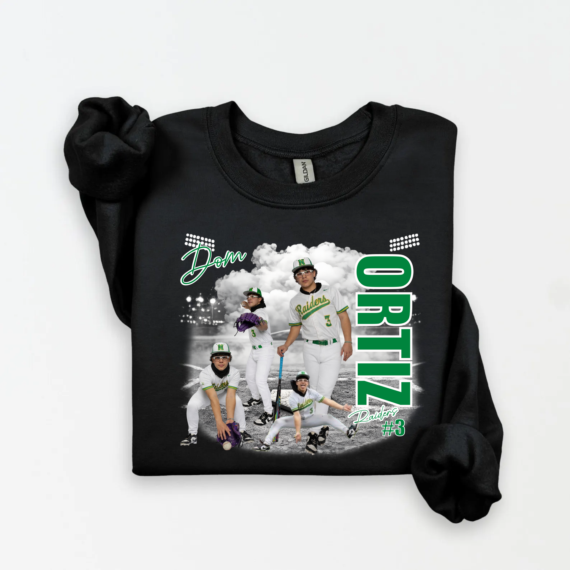 Custom senior photo baseball mom sweatshirt  Personalized with players name, number, school name and last name