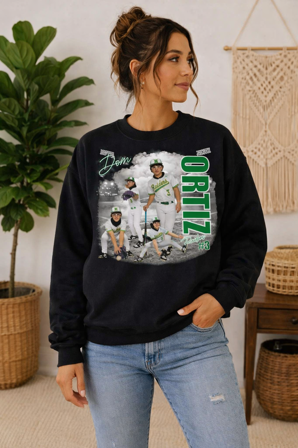 Senior Baseball Photo Sweatshirt.  Players photos, last name, first name, player number and school