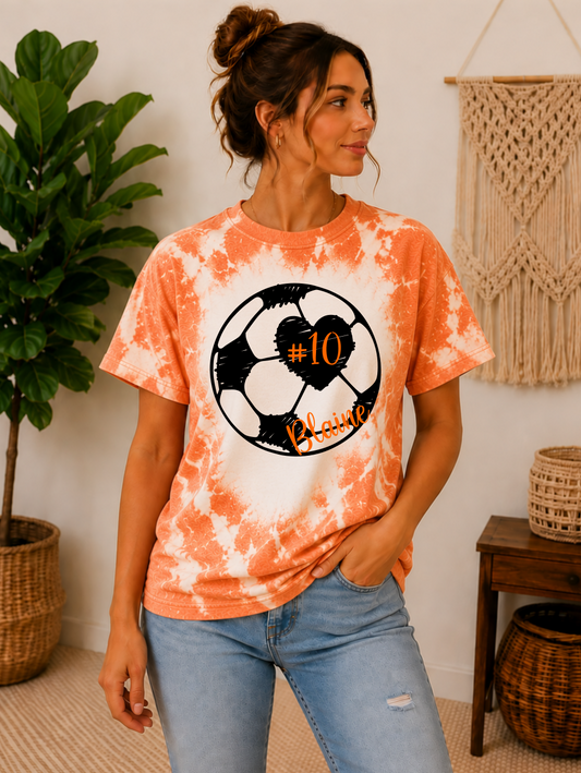 Soccer mom shirt bleached includes players name and number