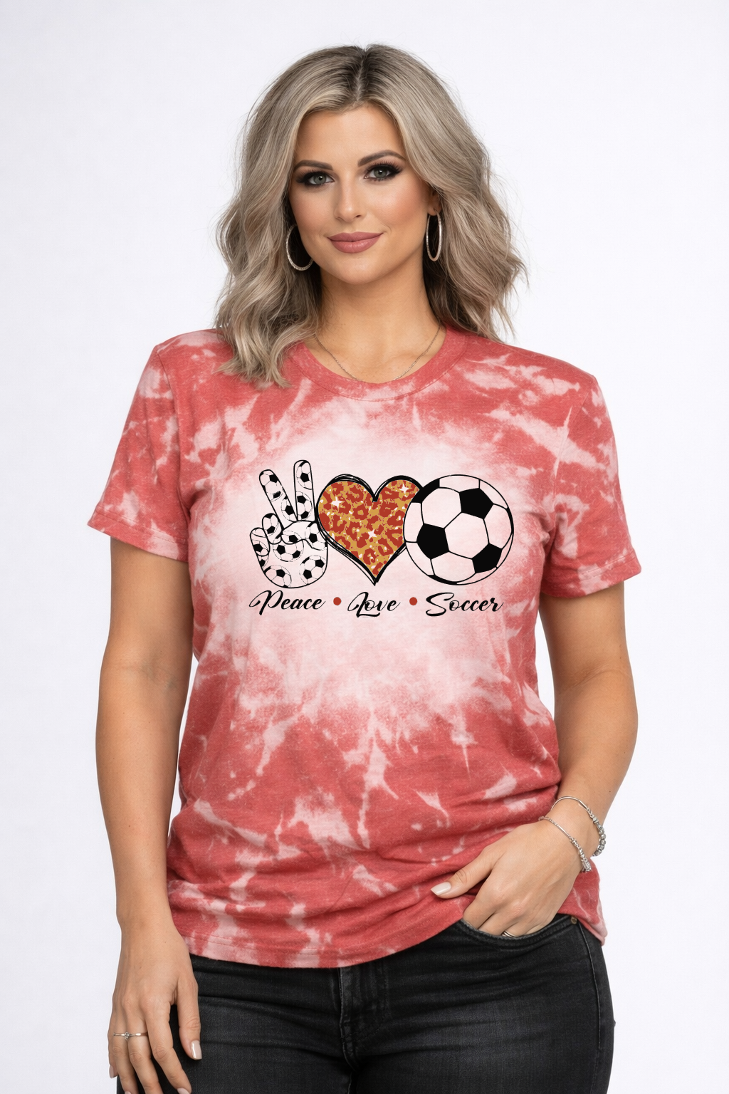 bleached peace love soccer shirt