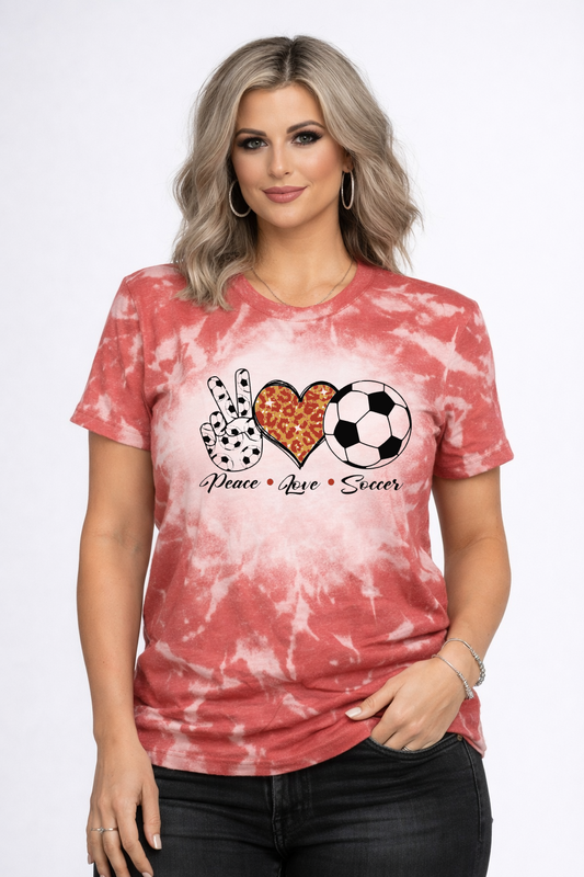 bleached peace love soccer shirt
