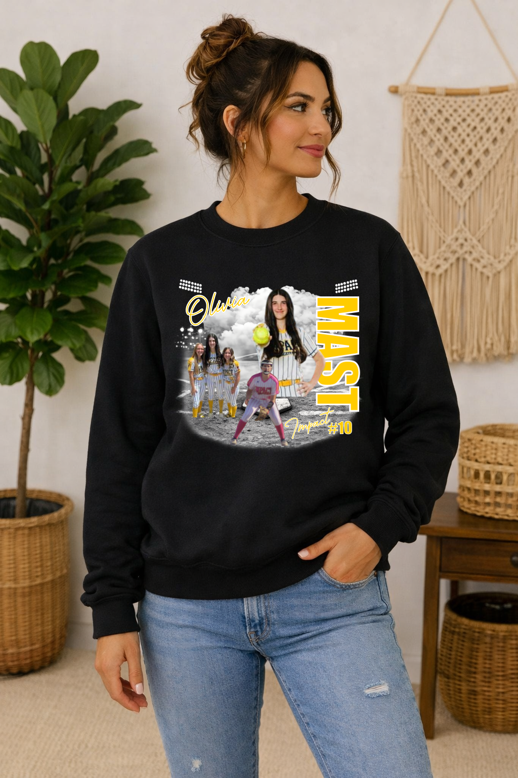 Senior photo softball mom crewneck