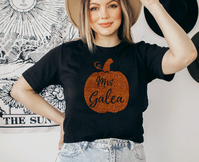 Fall Glitter Pumpkin Personalized Shirt